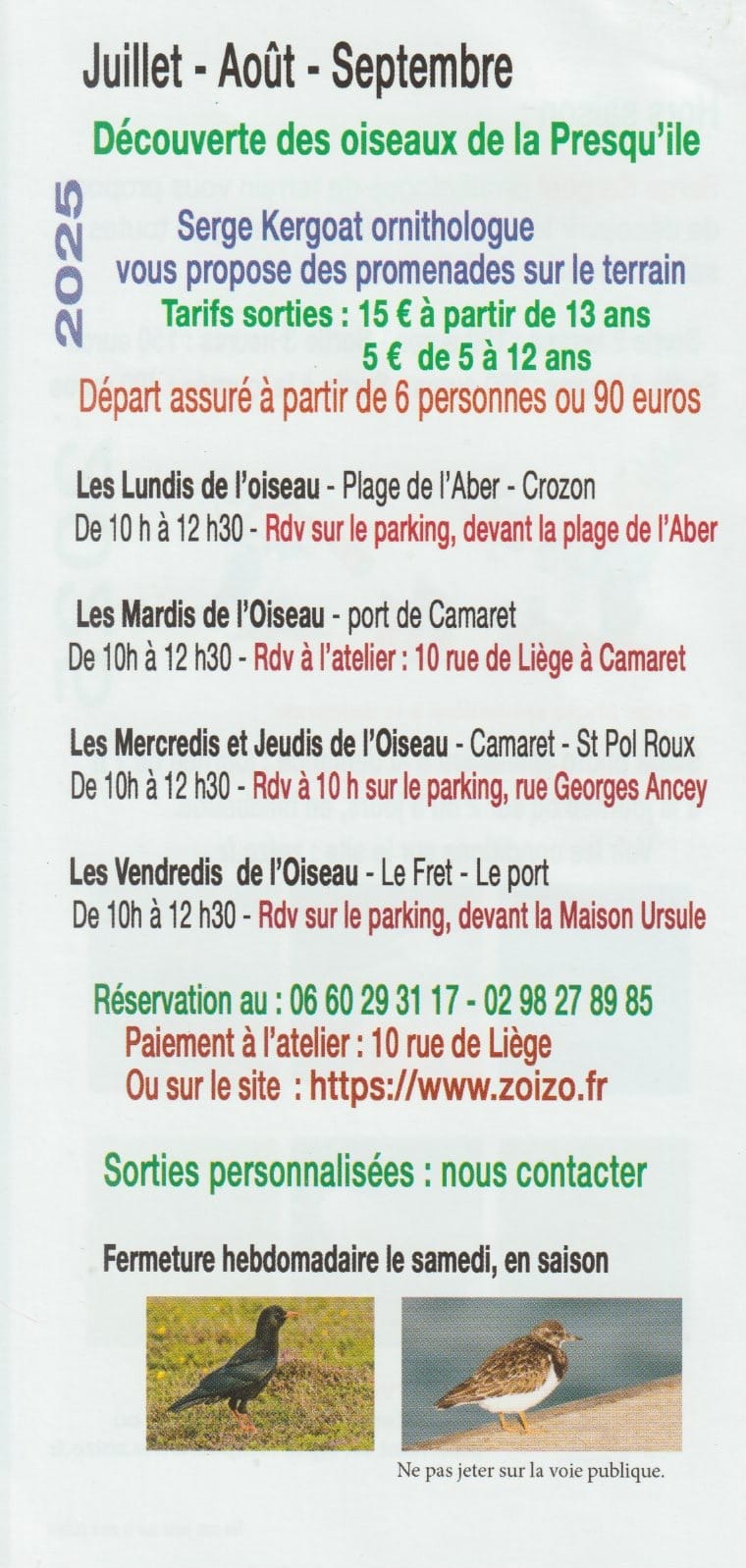 Sortie en saison 2h30 - adulte - jour à convenir